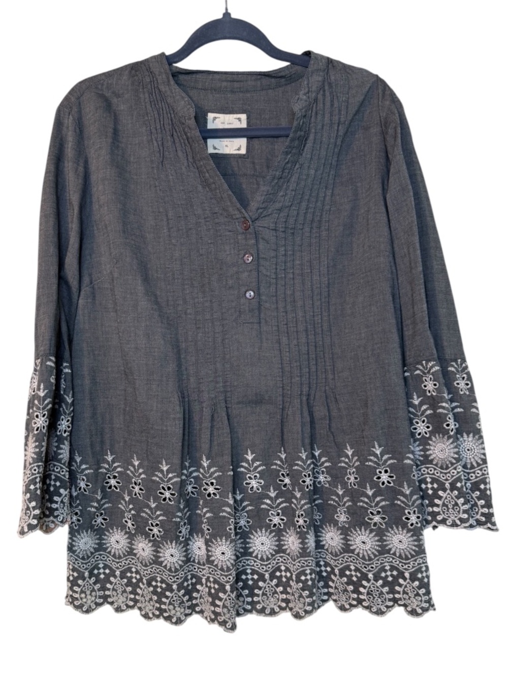 Style & Co. Chambray Embroidered Tunic